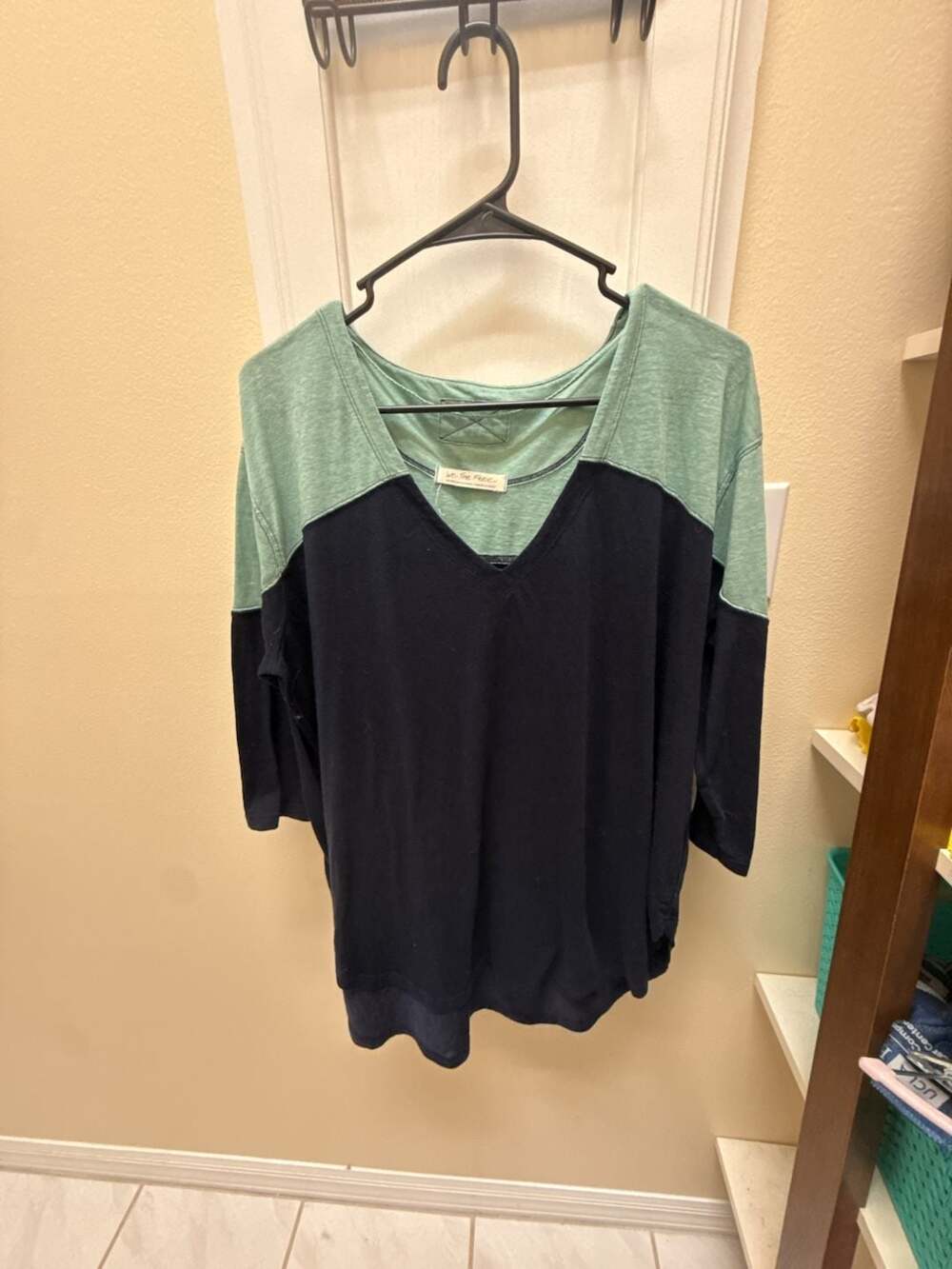 We The Free Free People Major Leagues Colorblock V-Neck Tee